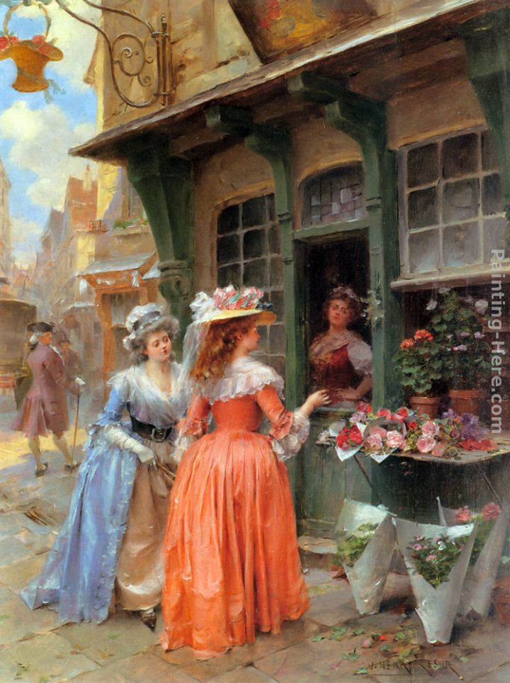 The Flower Market painting - Henri Victor Lesur The Flower Market art painting